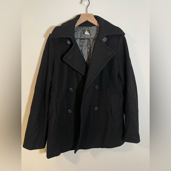 J Crew Women's Black Double Breasted Wool Pea Coat Size Medium Tall Style #66920 - Picture 2 of 9